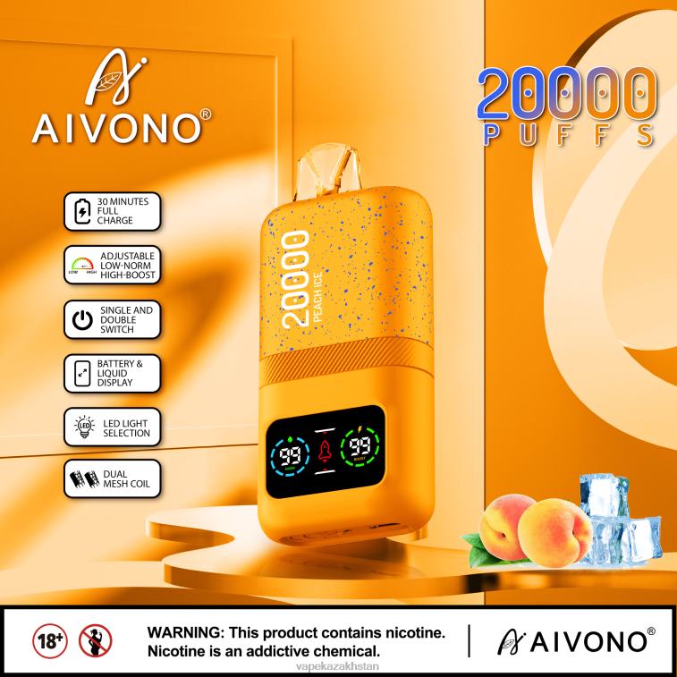 Disposable Vape Kazakhstan 6080B85 Aivono AIM magic 20000 Peach Ice