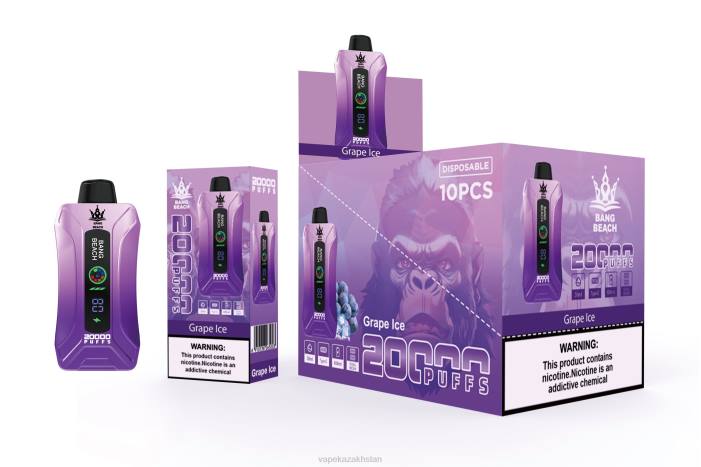 Disposable Vape Kazakhstan 68ZL10 Bang Beach 20000 Puffs Smart Screen Vape Grape Ice