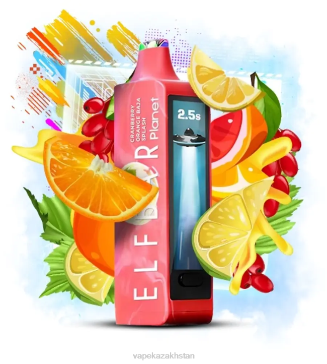 Disposable Vape Kazakhstan FL4L30 Elf Bar Planet 25000 Cranberry Orange Baja Splash