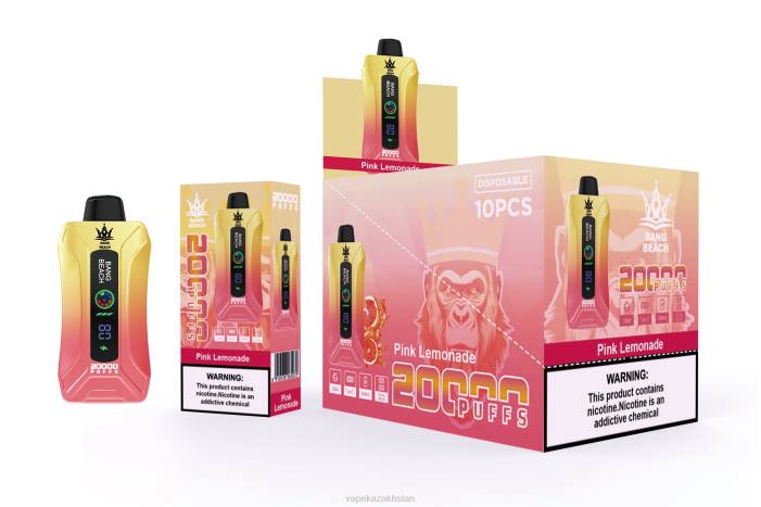 E-Liquid Vape 68ZL4 Bang Beach 20000 Puffs Smart Screen Vape Pink Lemonade
