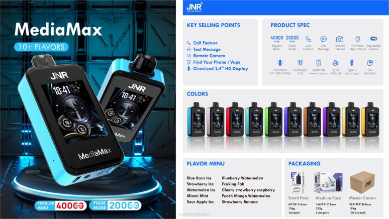 JNR MediaMax 40k Puff Z4NJ20 Sour Apple Ice vape disposable