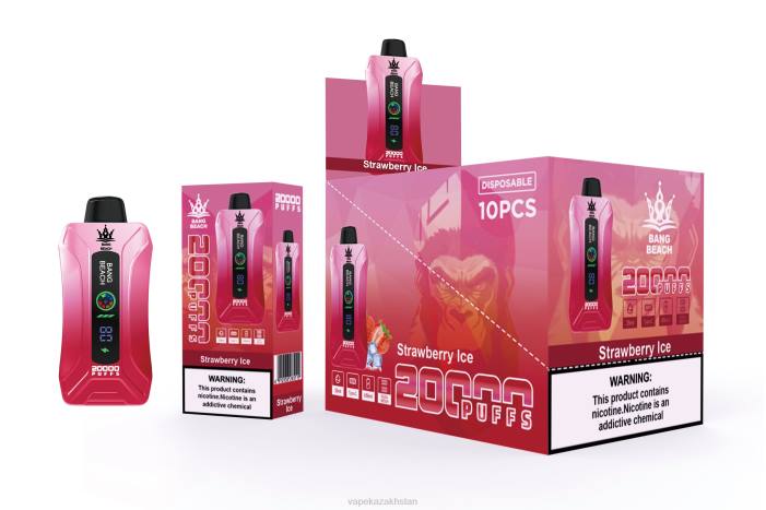 Vape Kazakhstan 68ZL6 Bang Beach 20000 Puffs Smart Screen Vape Strawberry Ice