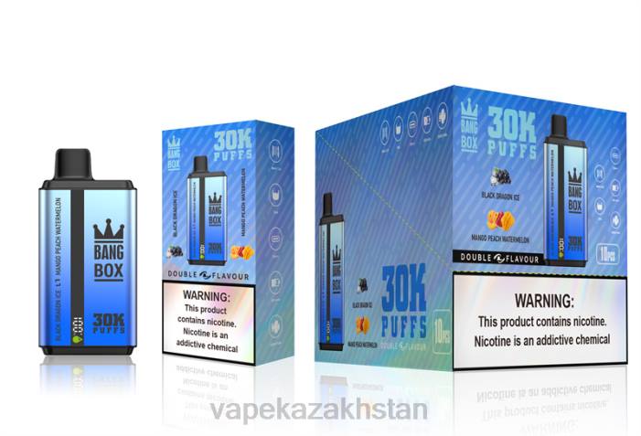 Vape Kazakhstan 68ZL71 Bang Box 30000 Puffs Dual Flavors Black Dragon Ice & Mango Peach Watermelon