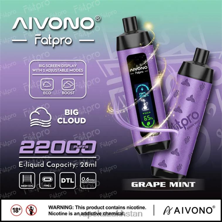 Vape Smoke 6080B2 Aivono Fatpro 22000 Grape Mint
