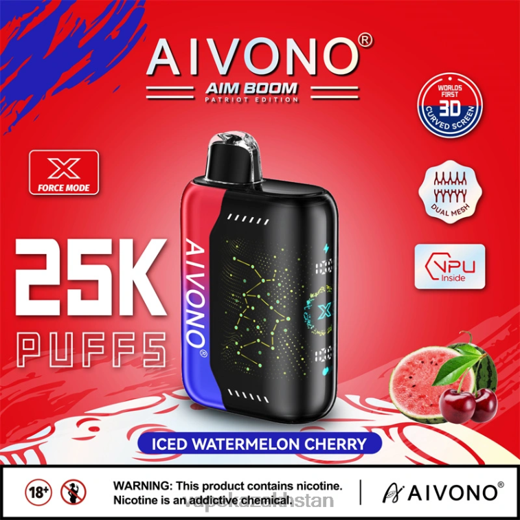 Vape Smoke 6080B347 Aivono AIM BOOM 25000 Iced Watermelon Cherry