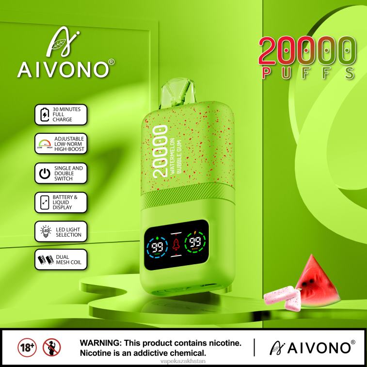 Vape Smoke 6080B82 Aivono AIM magic 20000 Watermelon Bubble Gum