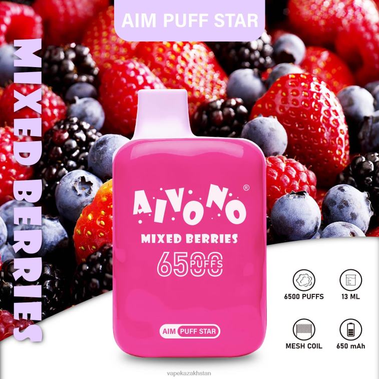 Disposable Vape Kazakhstan 6080B290 Aivono AIM PUFF STAR 6500 Mixed Berries