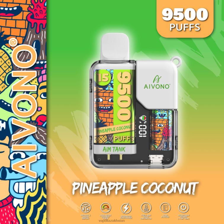 Disposable Vape Kazakhstan 6080B40 Aivono AIM TANK 9500 Pineapple Coconut