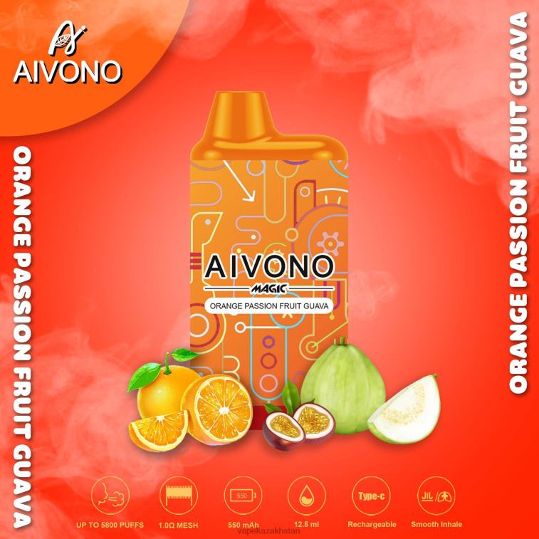 Disposable Vape Kazakhstan 6080B90 Aivono AIM MAGIC 5800 Mouth Box Cigarette Orange Passion Fruit Guava