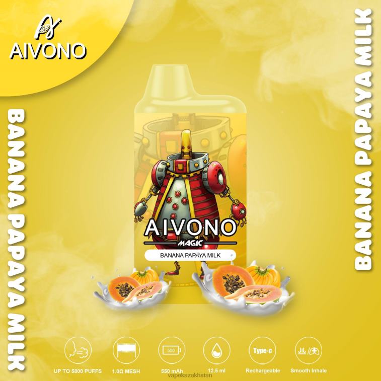 E-Liquid Vape 6080B94 Aivono AIM MAGIC 5800 Mouth Box Cigarette Banana Papaya Milk