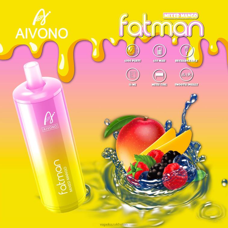 Vape Kazakhstan 6080B26 Aivono FATMAN 6800 Mixed Mango