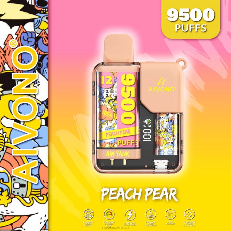 Vape Kazakhstan 6080B41 Aivono AIM TANK 9500 Peach Pear