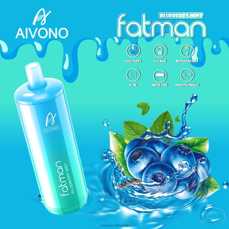 Vape Smoke 6080B22 Aivono FATMAN 6800 Blueberry Mint