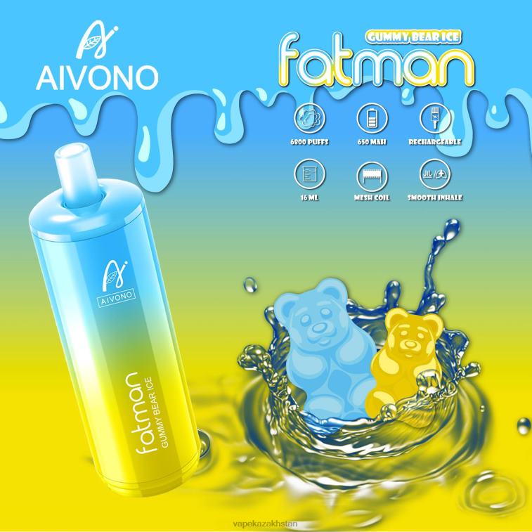 Vape Smoke 6080B32 Aivono FATMAN 6800 Gummy Bear Ice