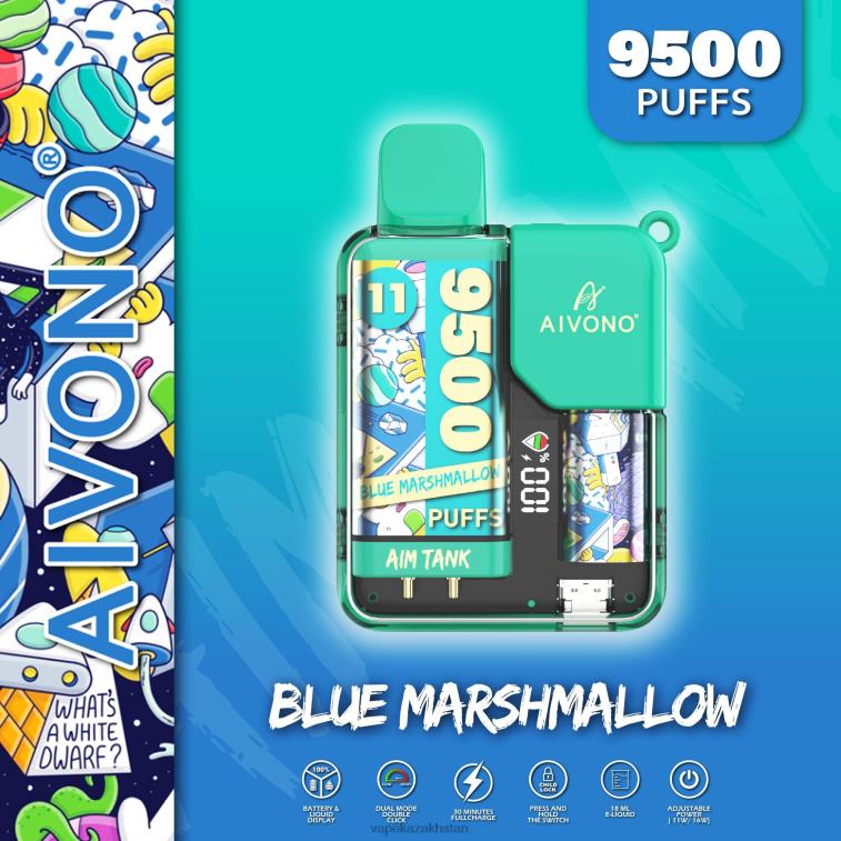 Vape Smoke 6080B42 Aivono AIM TANK 9500 Blue Marshallow