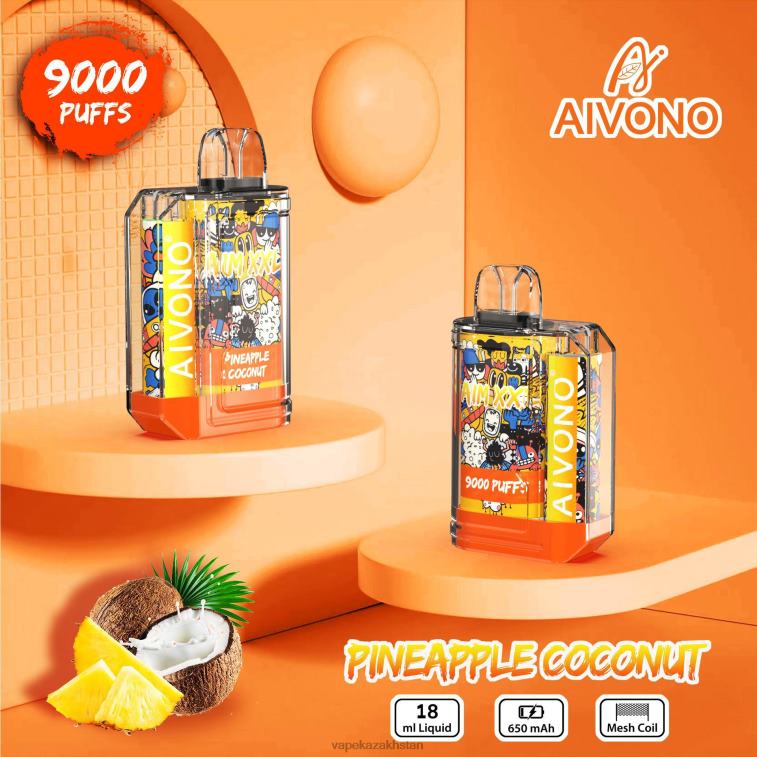 Vape Smoke 6080B52 Aivono AIM XXL 9000 Mouth Sticker Transparent Pineapple Coconut