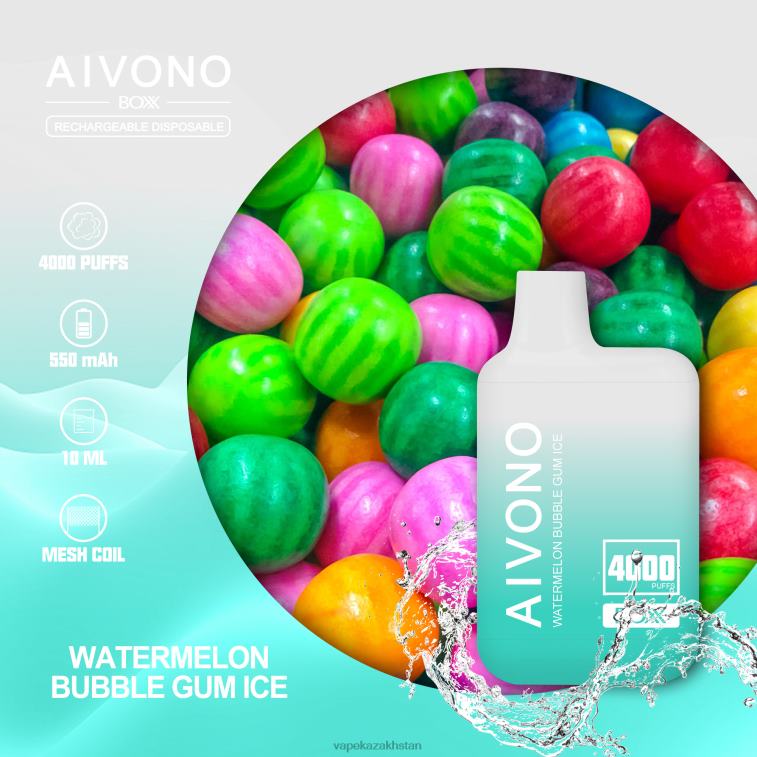 Vape Smoke 6080B227 Aivono AIM BOXX 4000 Watermelon Bubble Gum Ice