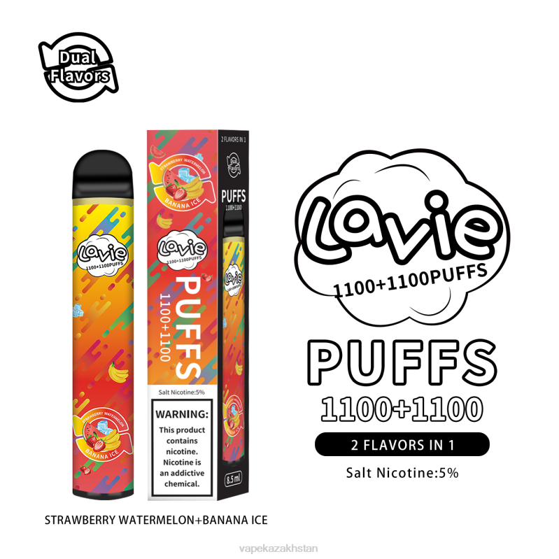 Disposable Vape Kazakhstan B2TP295 LAVIE BAR Switch 2200 Puffs Strawberry Watermelon/Banana Ice